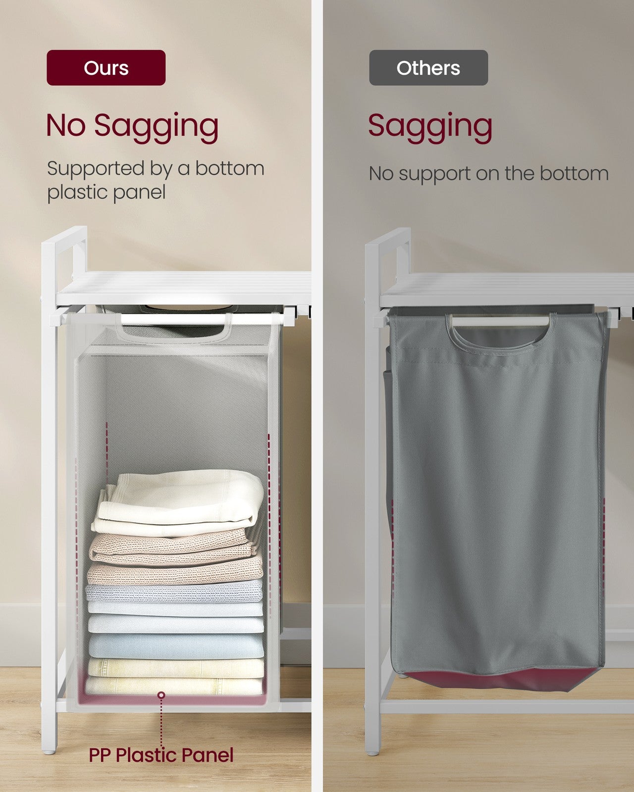 Laundry Hamper with 2 Pull-Out and Removable Bags, 2 x 12.1 Gallons (46L) - image 14