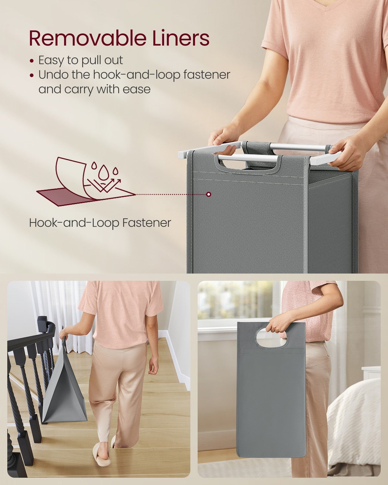 Laundry Hamper with 2 Pull-Out and Removable Bags, 2 x 12.1 Gallons (46L) - image 16
