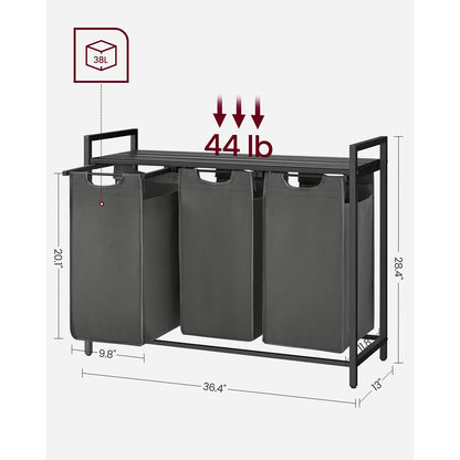 Laundry Hamper with 3 Pull-Out and Removable Bags, 3 x 10 Gallons (38L) - image 7
