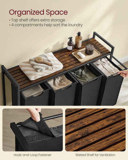 Laundry Hamper with 4 Pull-Out and Removable Bags, 4 x 10.6 Gallons (40L) - image 11