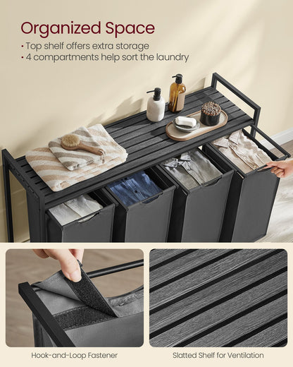 Laundry Hamper with 4 Pull-Out and Removable Bags, 4 x 10.6 Gallons (40L) - image 17