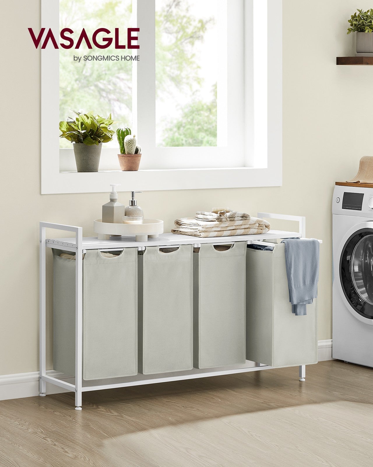 Laundry Hamper with 4 Pull-Out and Removable Bags, 4 x 10.6 Gallons (40L) - image 3