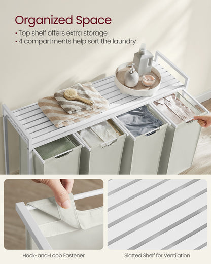 Laundry Hamper with 4 Pull-Out and Removable Bags, 4 x 10.6 Gallons (40L) - image 5