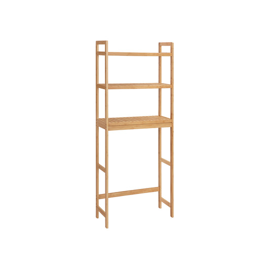 Over-The-Toilet Storage, 3-Tier Bamboo Bathroom Organizer with Adjustable Shelves, Multifunctional Toilet Rack, Static Load Capacity 33 lb per Tier, Easy to Assemble, Natural