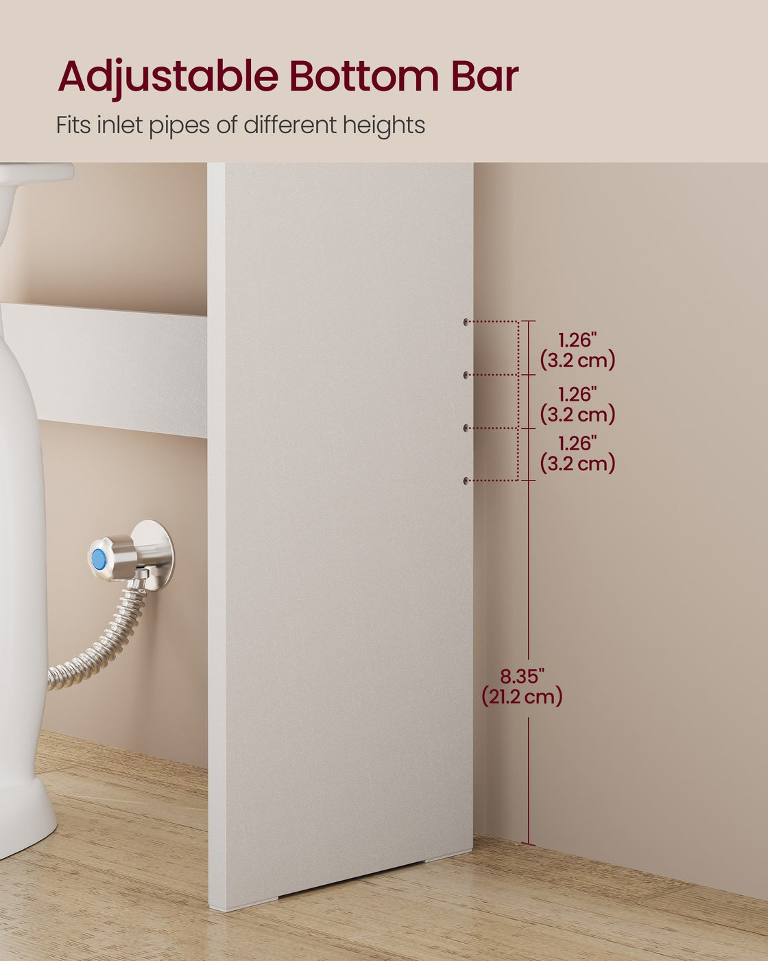 Over Toilet Storage Cabinet, 7.9 x 24. 6 x 70 Inches, Cloud White - image 6