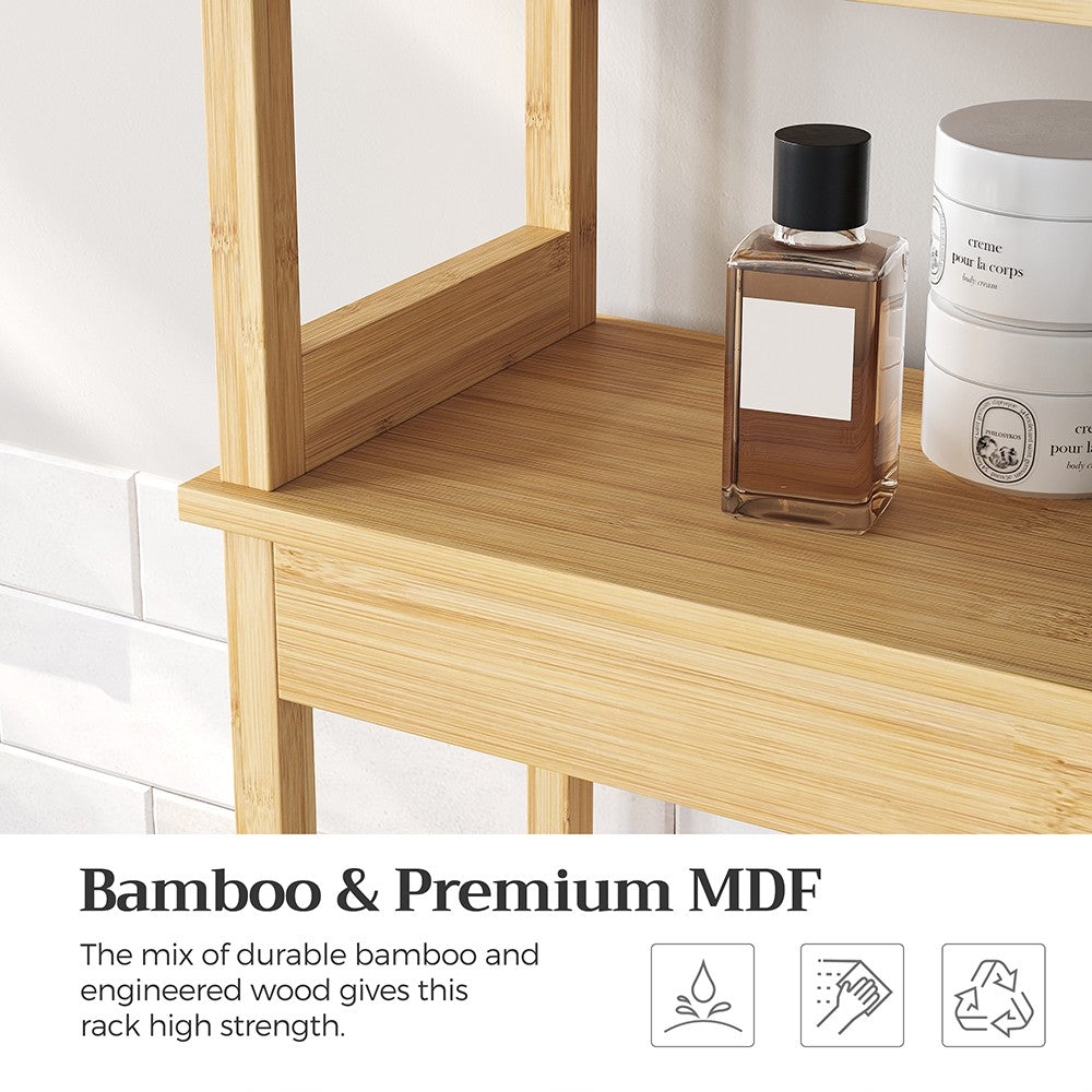 Over-the-Toilet Storage, Bathroom Cabinet with Adjustable Inside Shelf and Bottom Stabilizer Bar, Space-Saving Toilet Rack