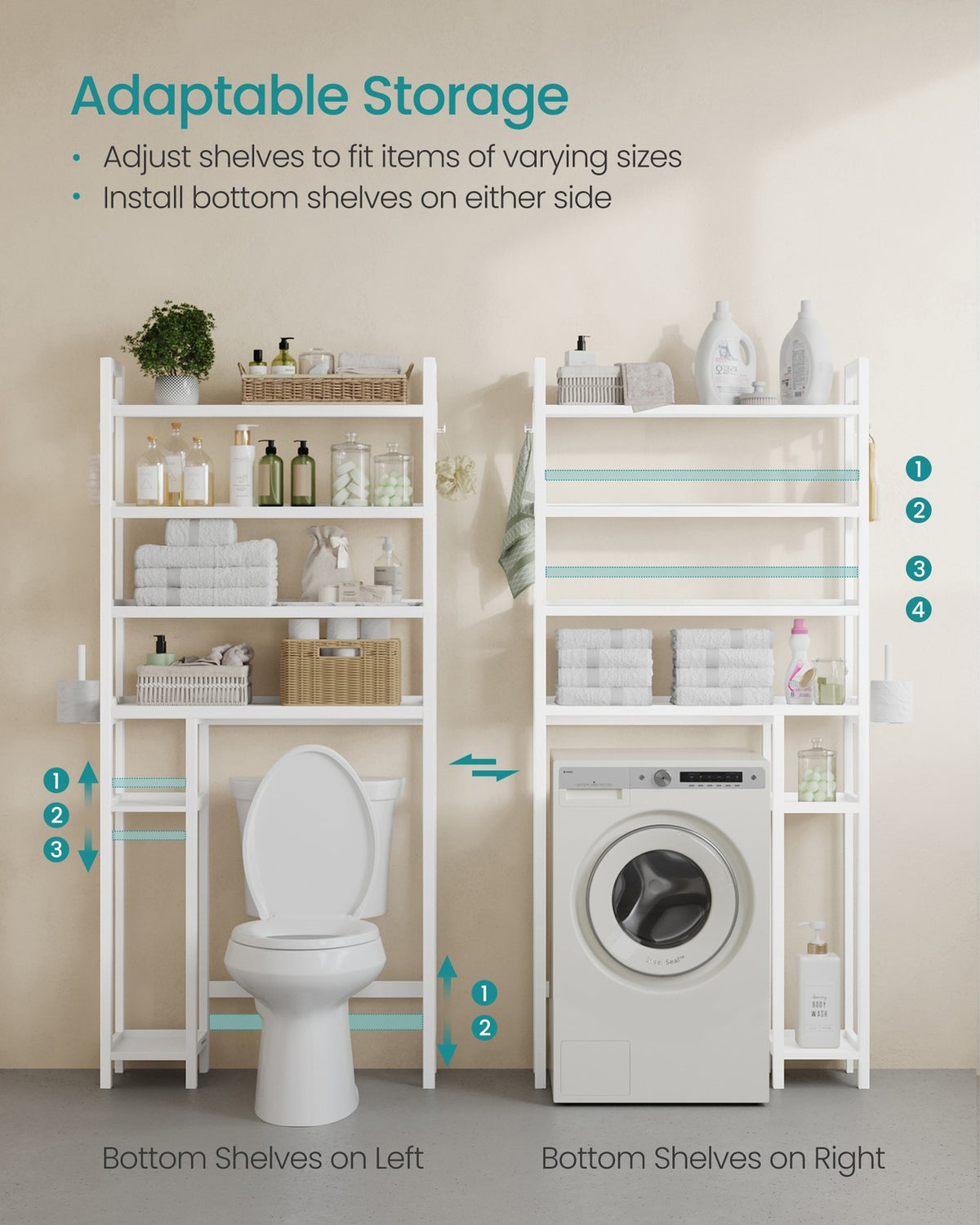 Over the Toilet Storage Shelf with Toilet Paper Holder