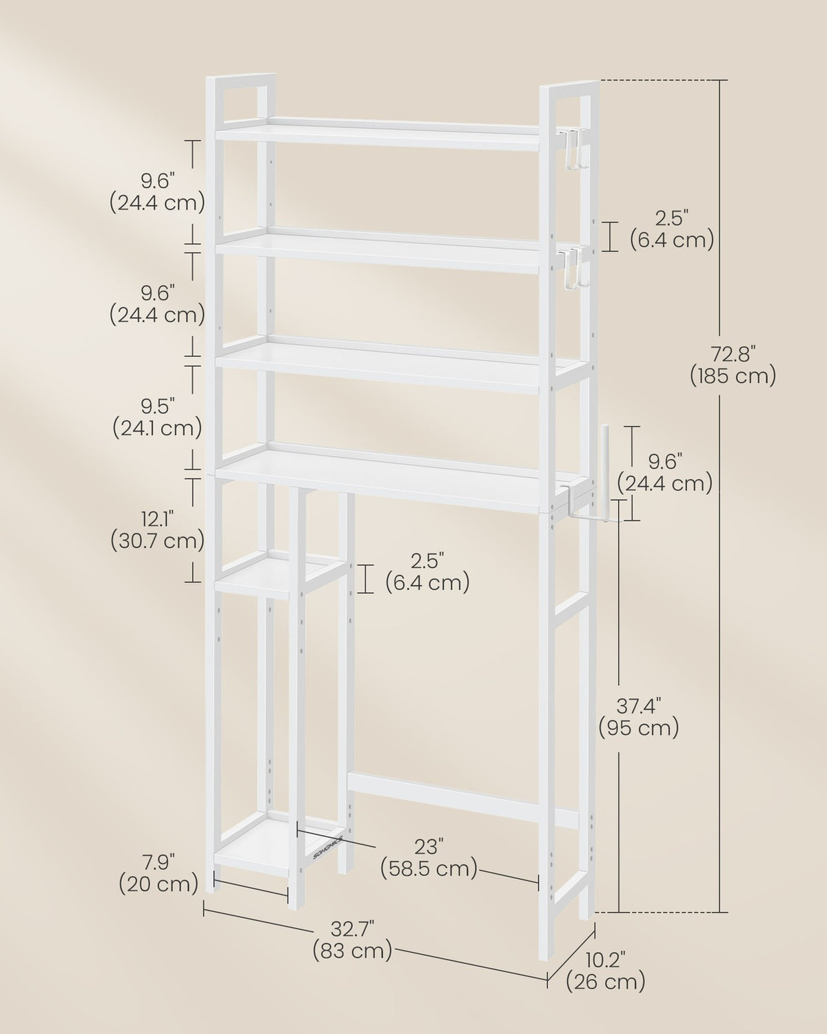 Over the Toilet Storage Shelf with Toilet Paper Holder