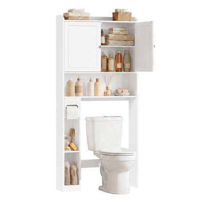 Bathroom storage shelf with paper holder over toilet - image 1