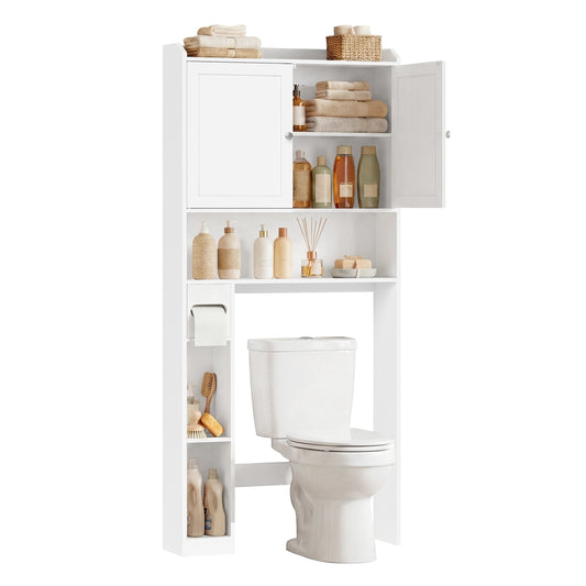 Bathroom storage shelf with paper holder over toilet - image 1