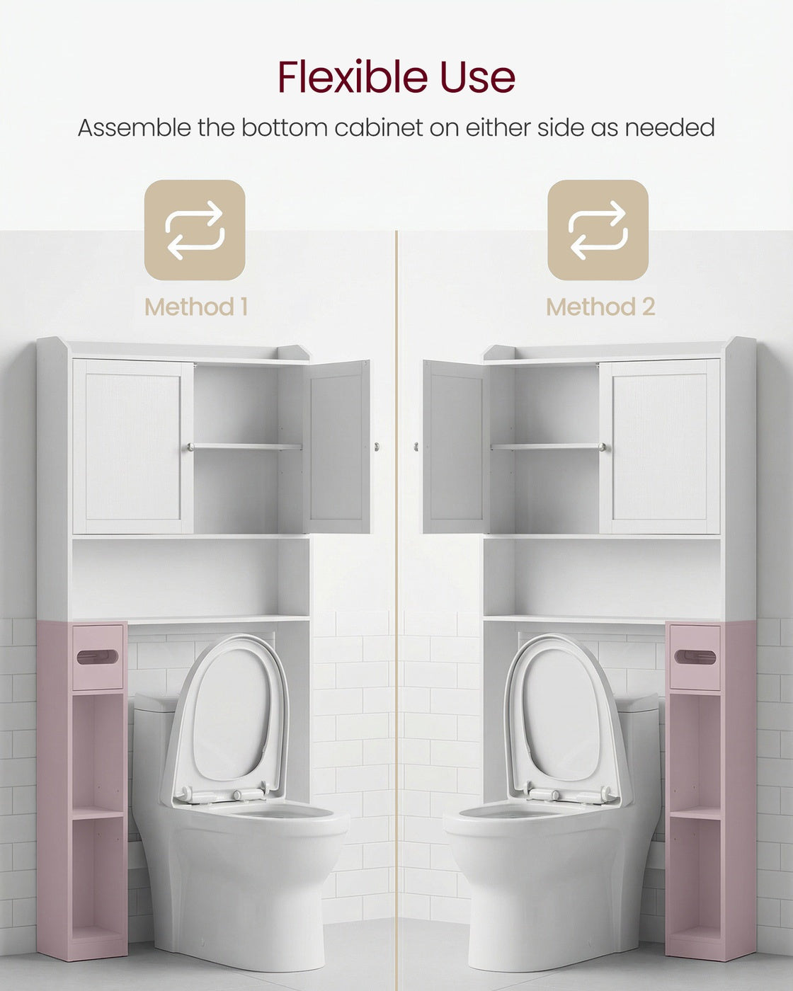 Bathroom storage shelf with paper holder over toilet - image 2