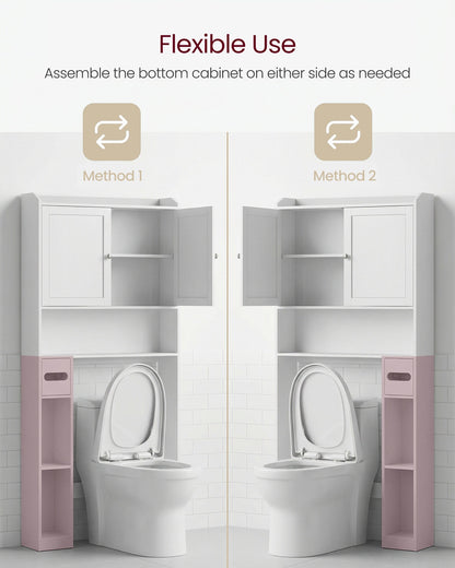 Bathroom storage shelf with paper holder over toilet - image 2