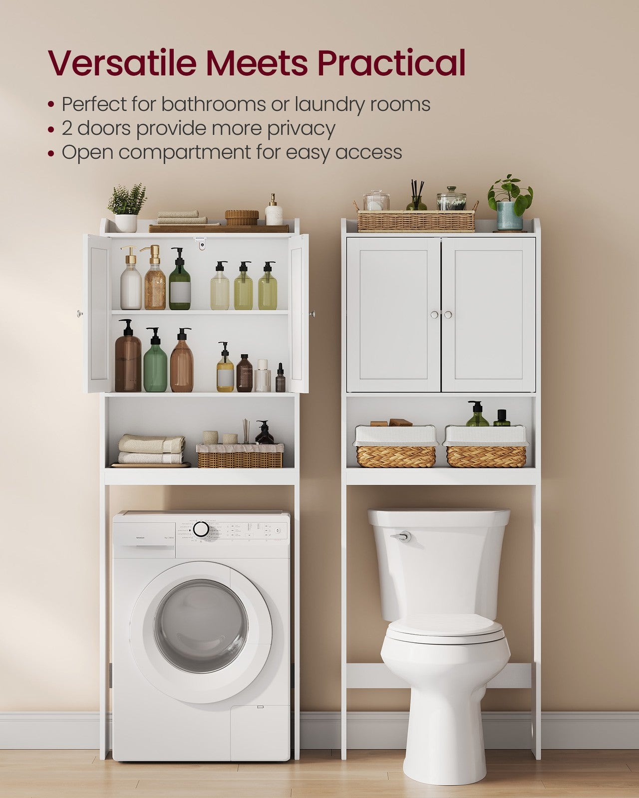 Bathroom storage shelf with paper holder over toilet - image 8
