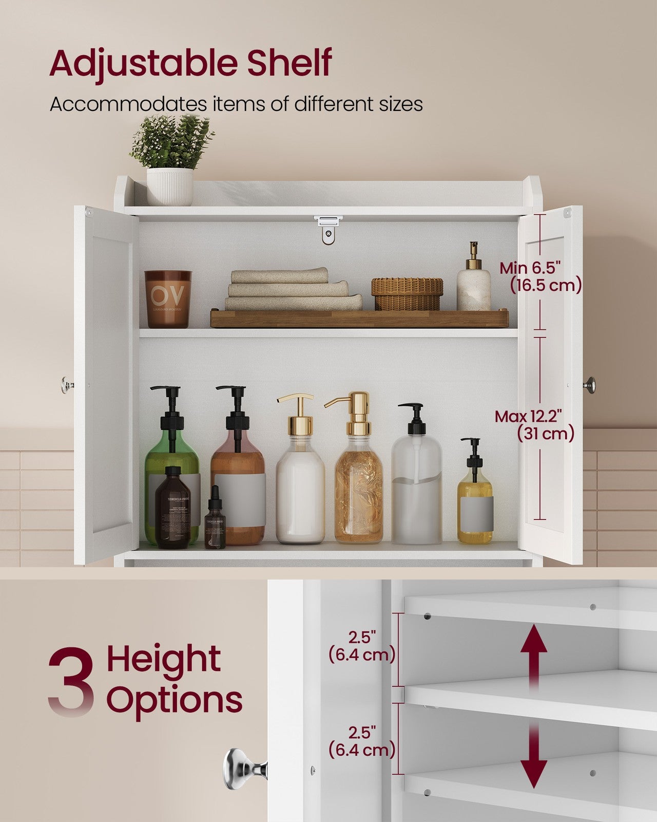Bathroom storage shelf with paper holder over toilet - image 9