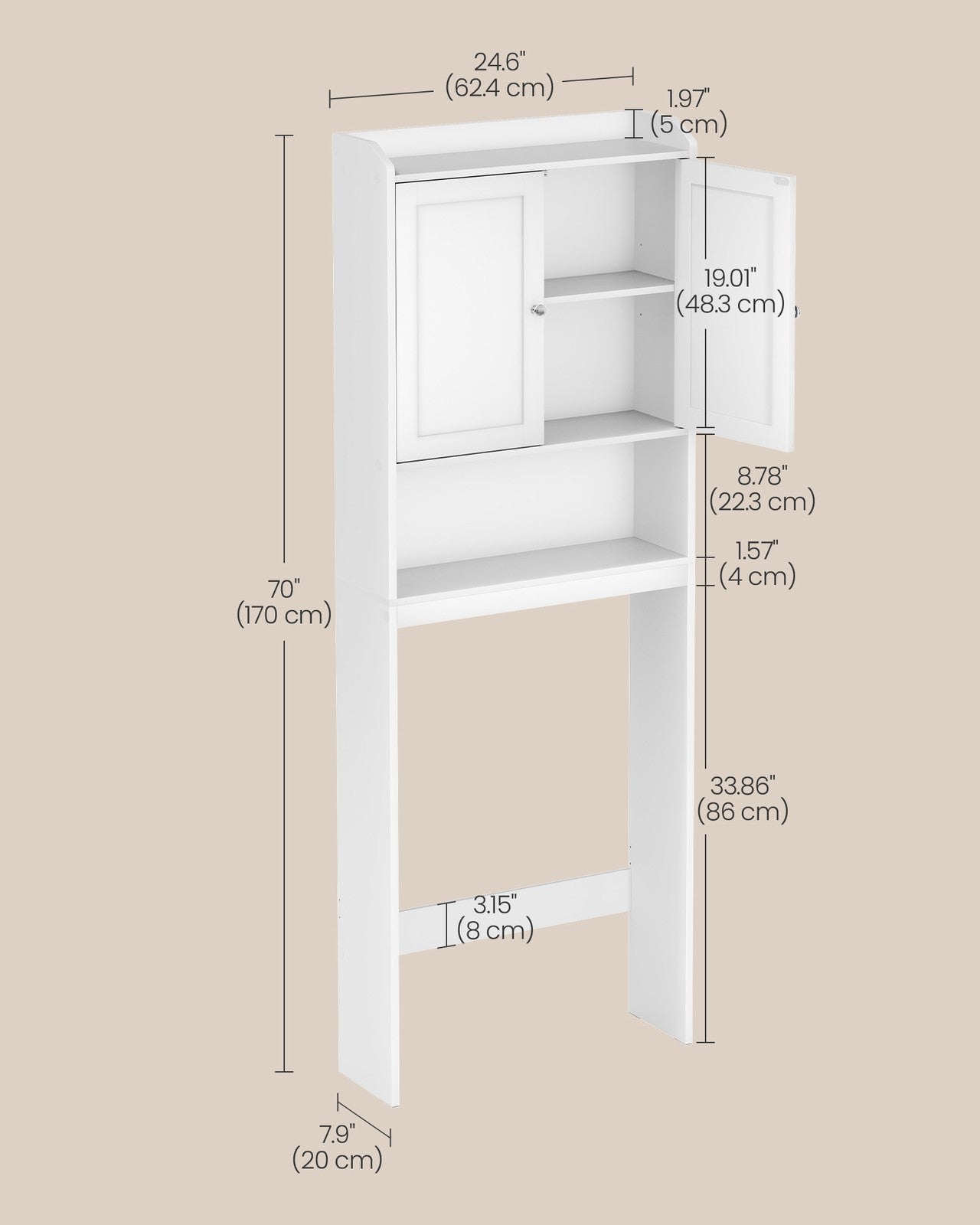 Bathroom storage shelf with paper holder over toilet - image 10