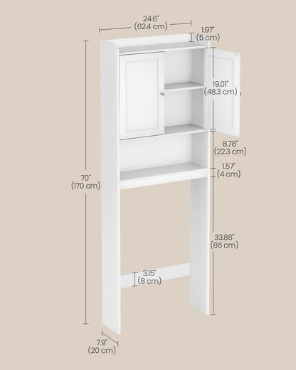 Bathroom storage shelf with paper holder over toilet - image 10