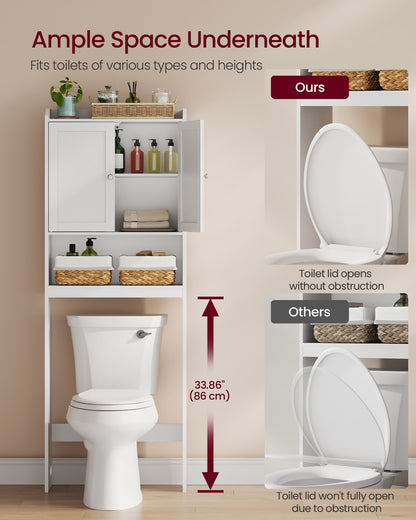 Bathroom storage shelf with paper holder over toilet - image 12