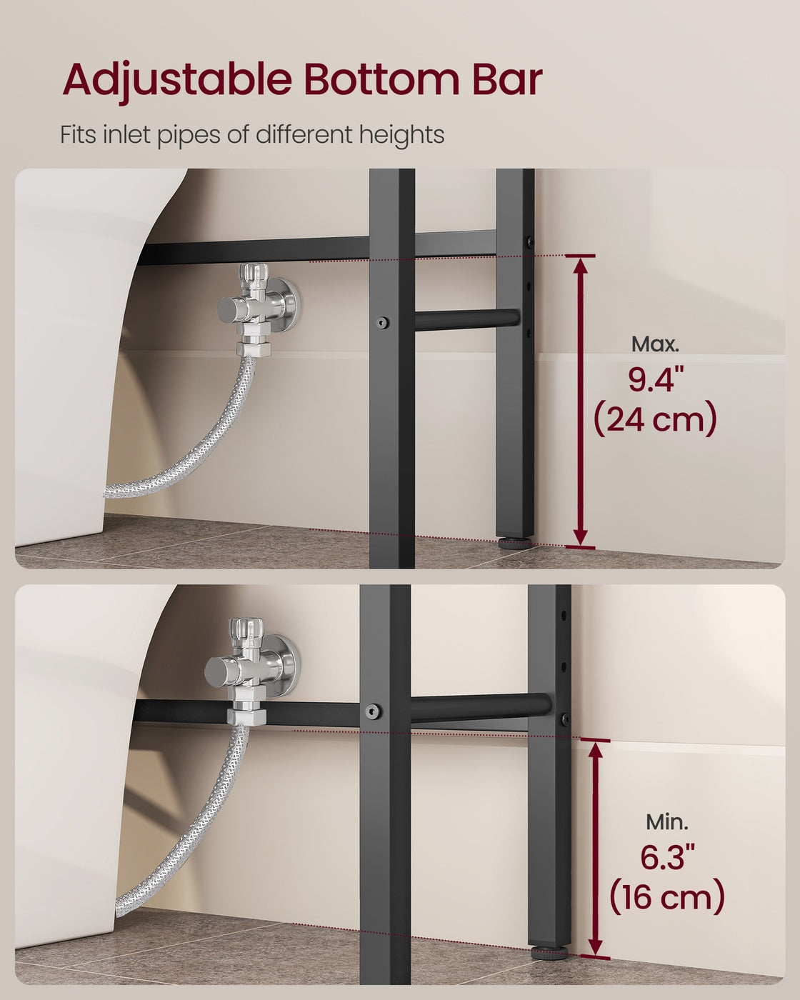 Bathroom organizer with adjustable shelves, basket and hooks over toilet - image 5