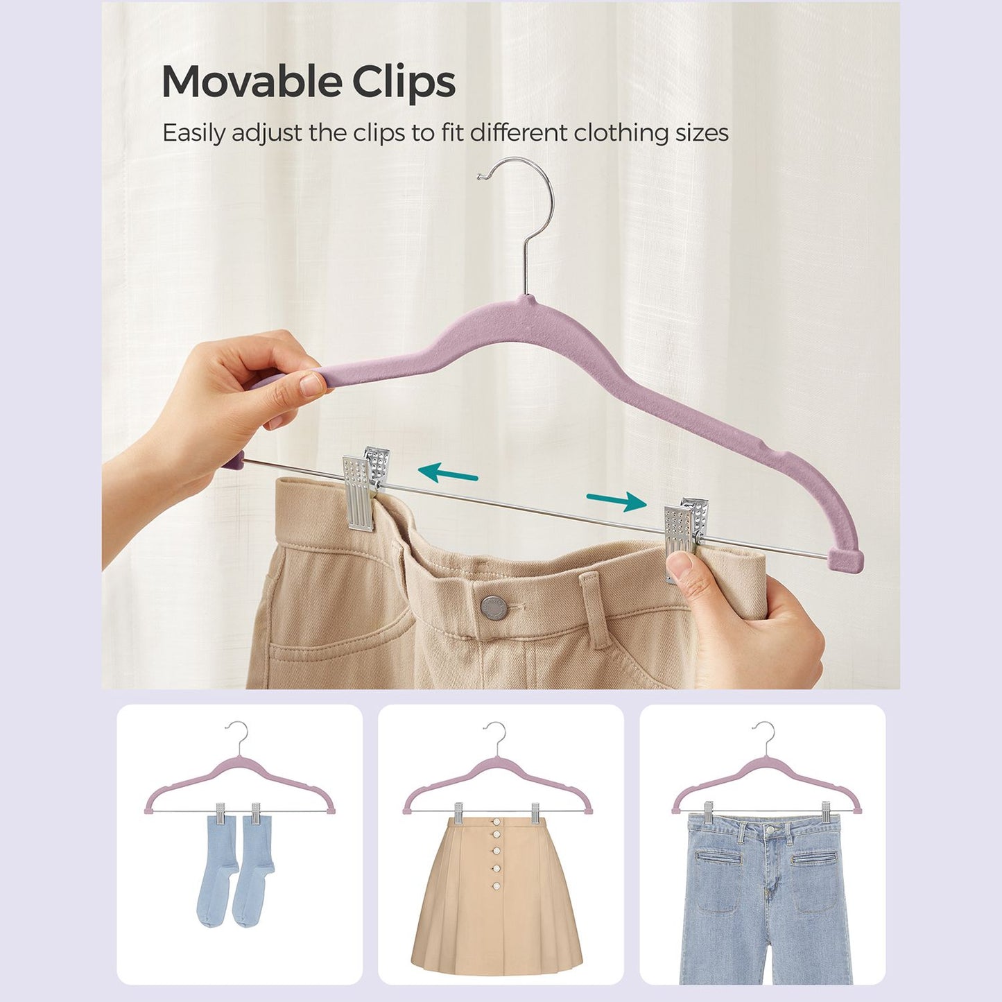 30-Pack Pants Hangers with Adjustable Clips - HWLEXTRA 