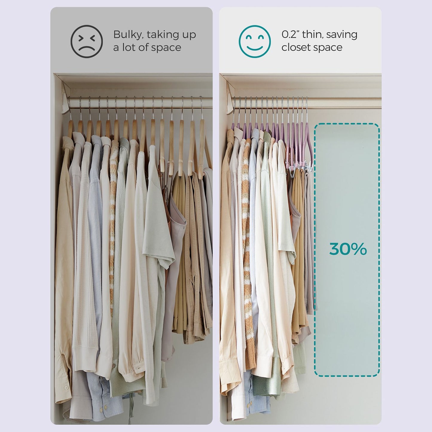 30-Pack Pants Hangers with Adjustable Clips - HWLEXTRA 