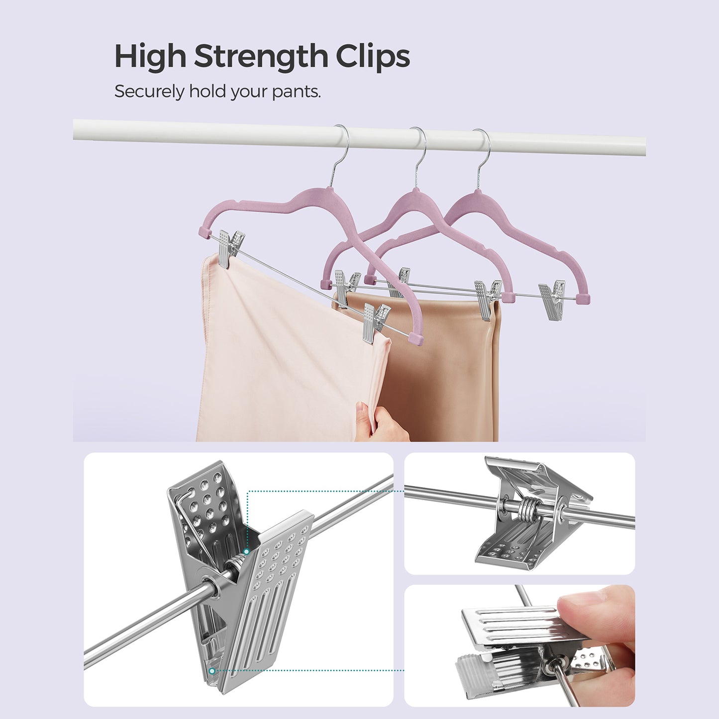 30-Pack Pants Hangers with Adjustable Clips - HWLEXTRA 