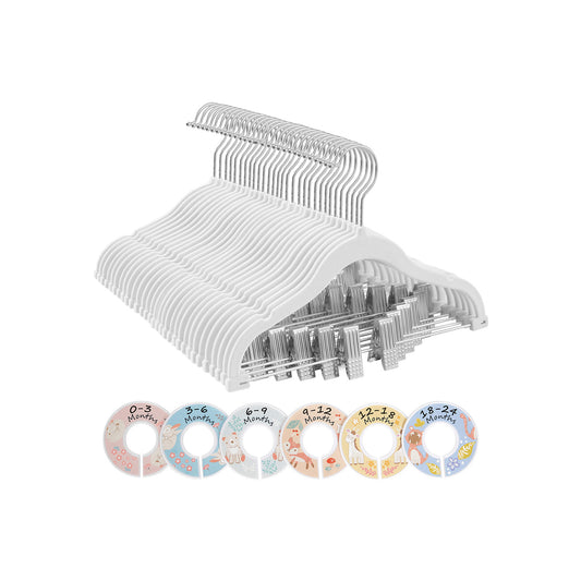 30 Packs Pants Hangers with Clips and 6 Clothes Dividers - HWLEXTRA 