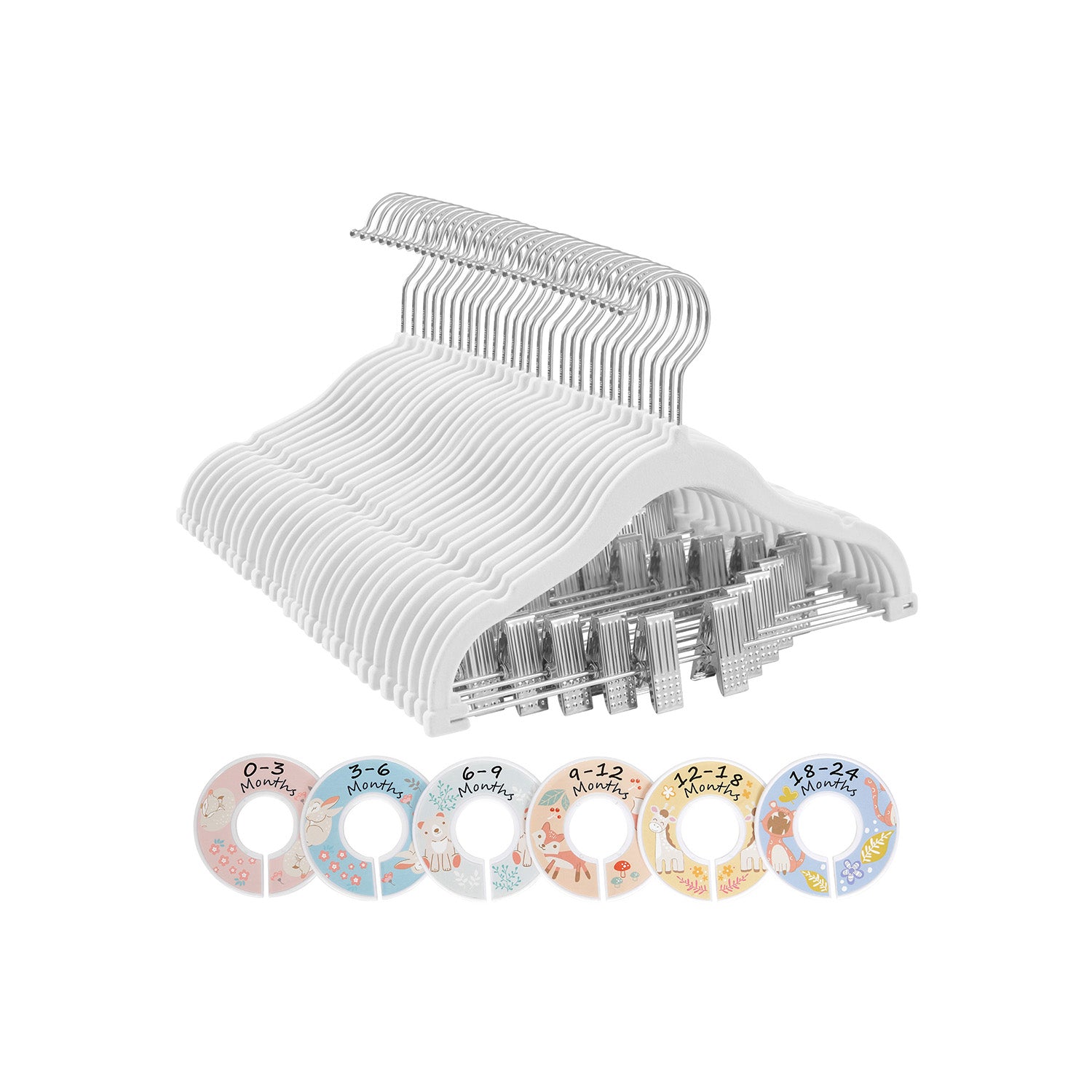 30 Packs Pants Hangers with Clips and 6 Clothes Dividers