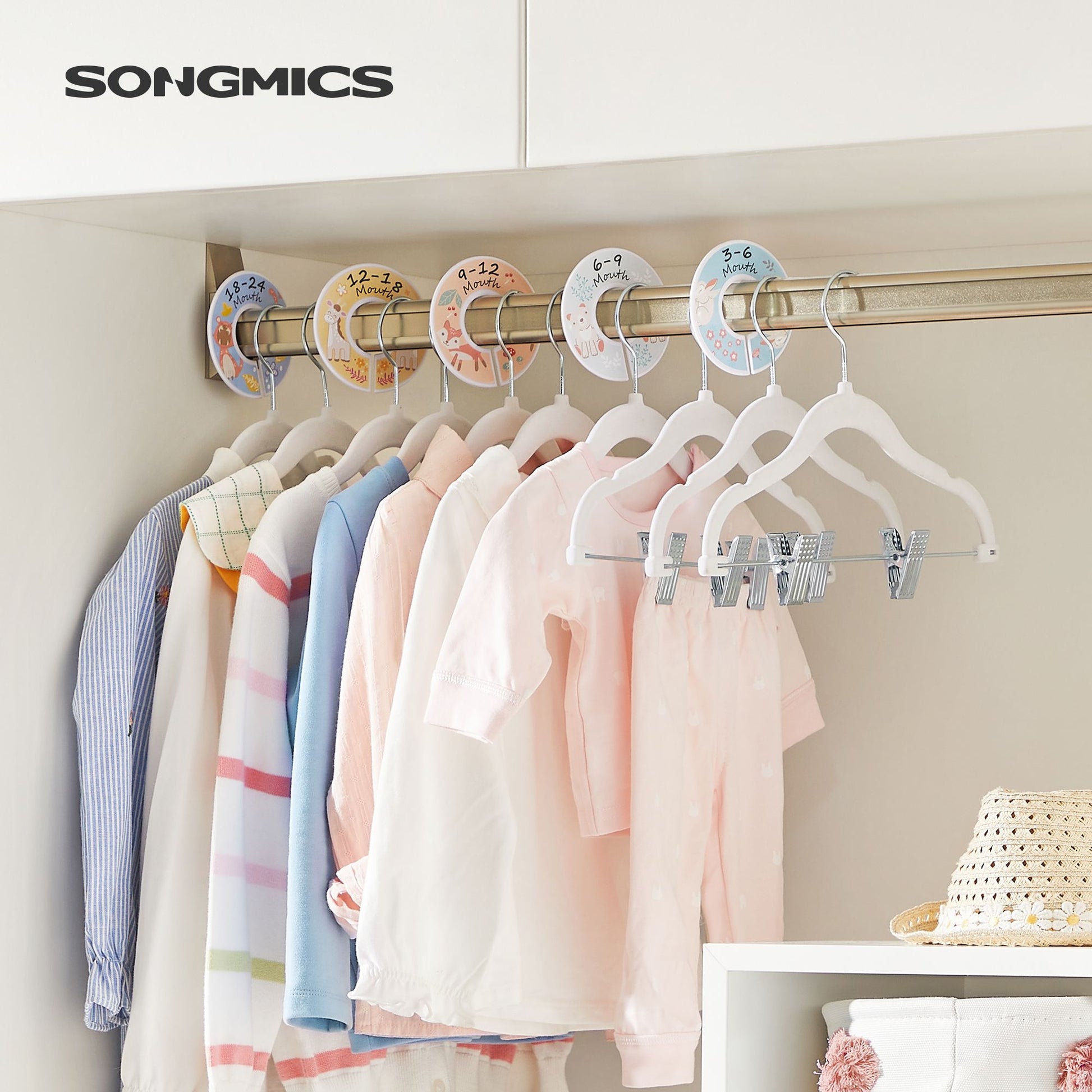 30 Packs Pants Hangers with Clips and 6 Clothes Dividers - HWLEXTRA 