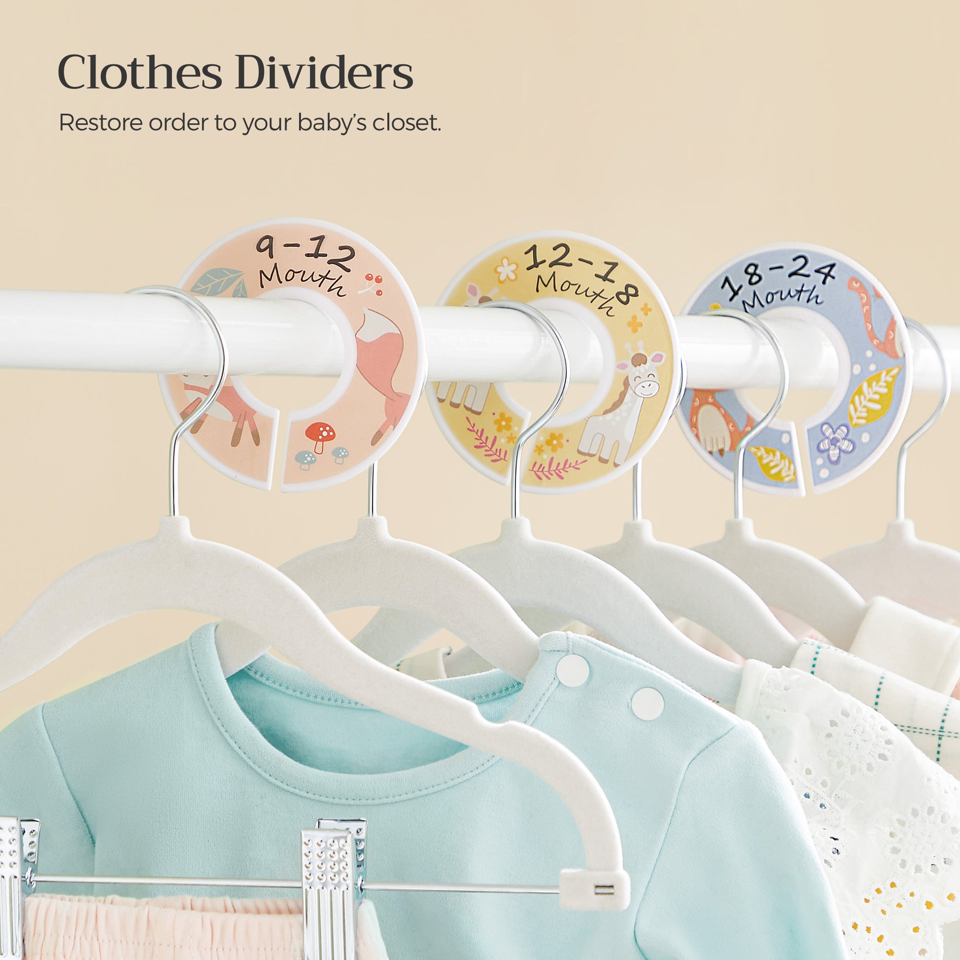 30 Packs Pants Hangers with Clips and 6 Clothes Dividers - HWLEXTRA 