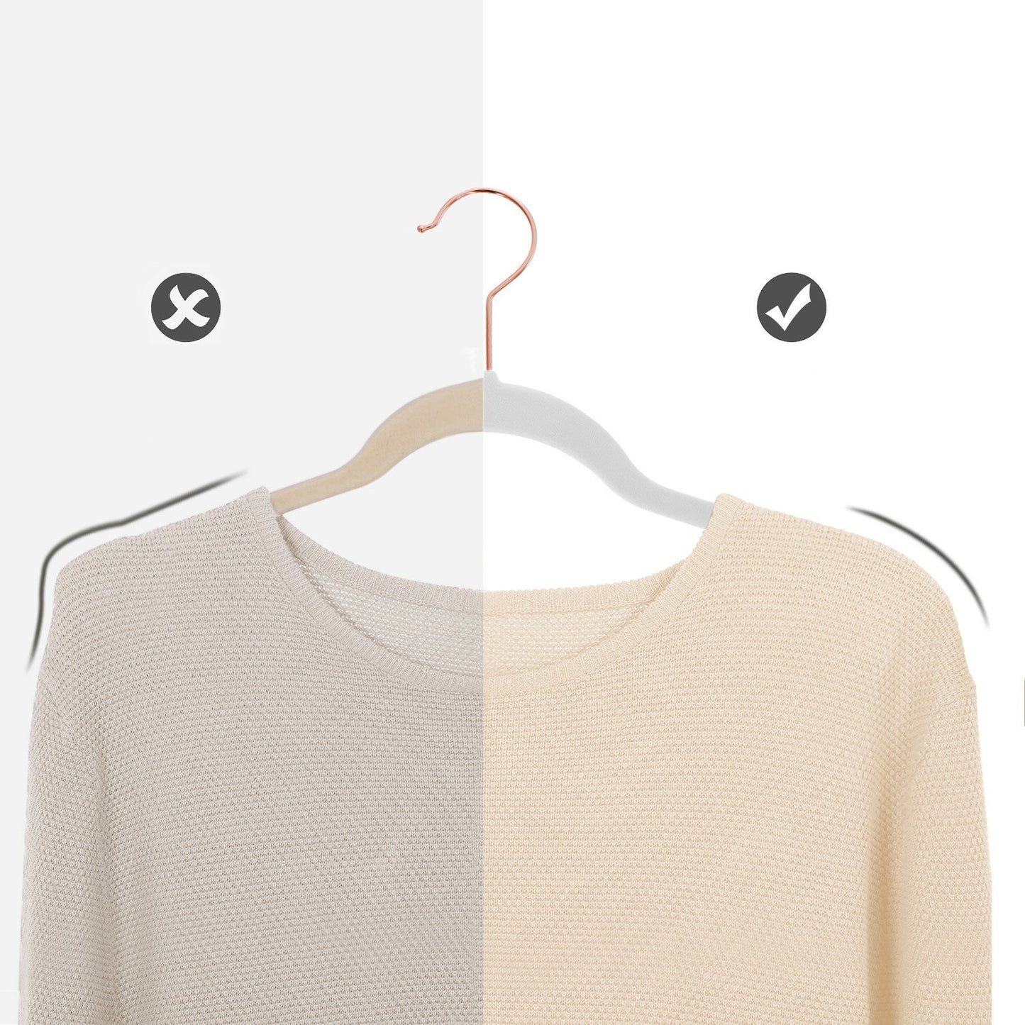 50 Pack Non-Slip Hangers with Rose Gold-Colored Swivel Hooks - image 2