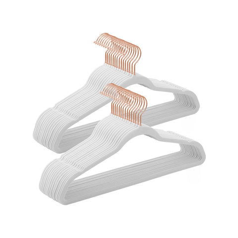 30 Pack Non-Slip Hangers with Rose Gold-Colored Swivel Hooks