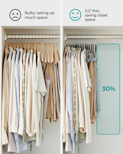 30-Pack Pants Hangers, 167 Inch Velvet Trousers Hangers, with Adjustable Clips