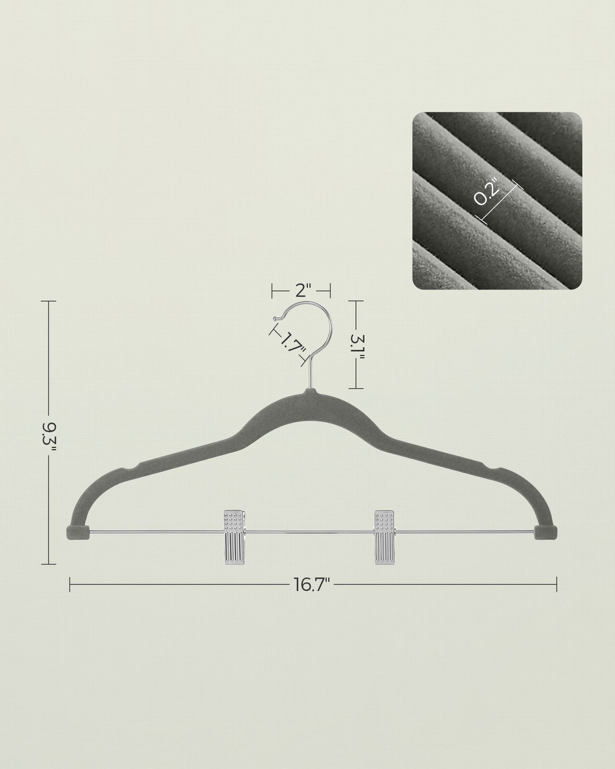 30-Pack Pants Hangers, 167 Inch Velvet Trousers Hangers, with Adjustable Clips