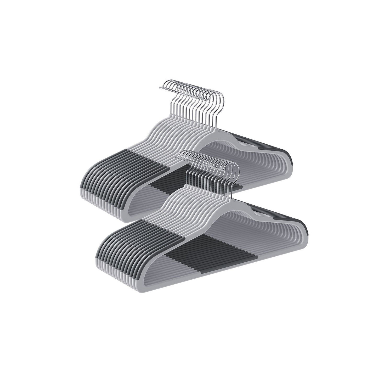 50-Pack Non-Slip Plastic Clothes Hangers — Light and Dark Grey