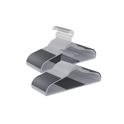50-Pack Non-Slip Plastic Clothes Hangers — Light and Dark Grey