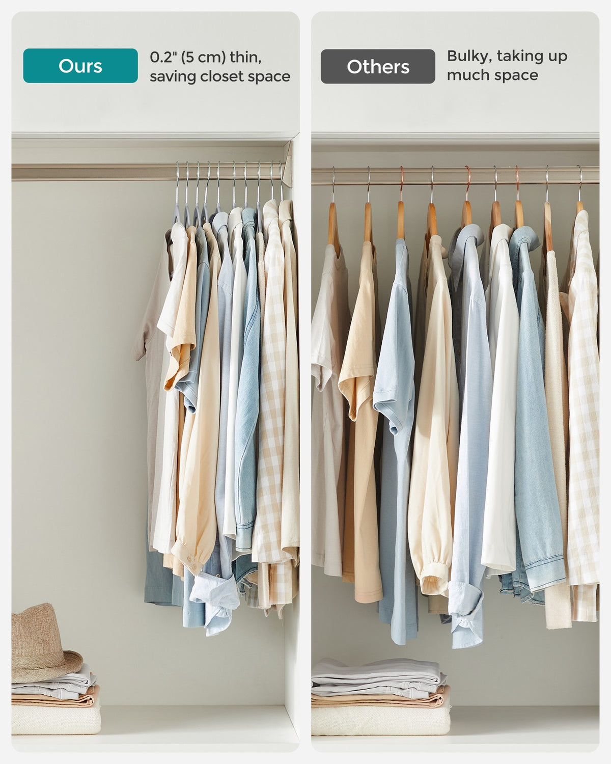 50-Pack Non-Slip Plastic Clothes Hangers — Light and Dark Grey