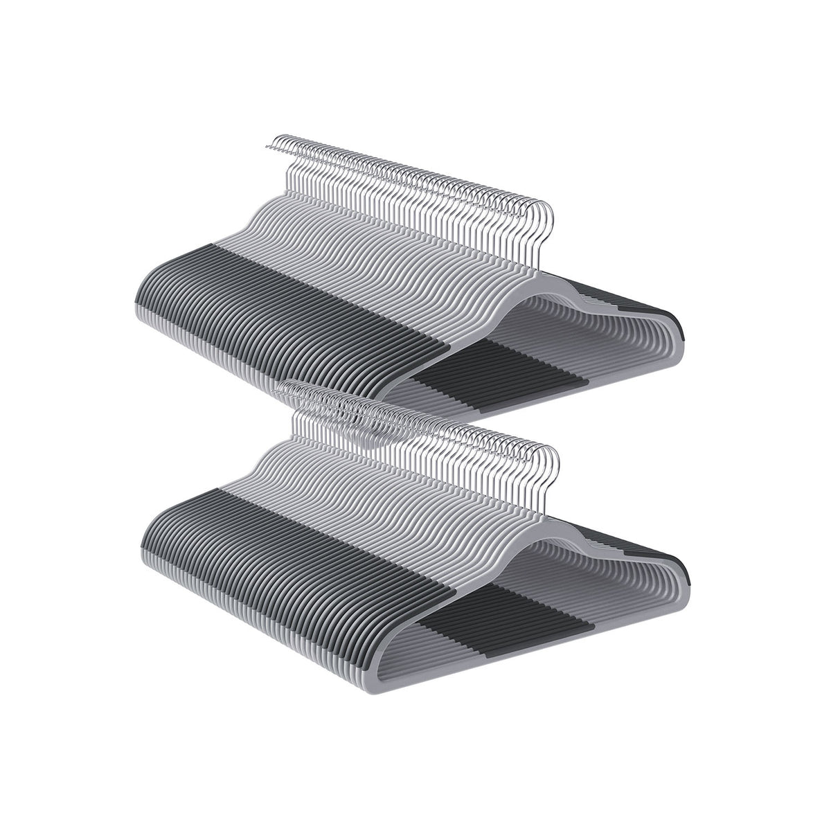 50-Pack Non-Slip Plastic Clothes Hangers — Light and Dark Grey