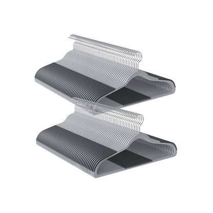 50-Pack Non-Slip Plastic Clothes Hangers — Light and Dark Grey