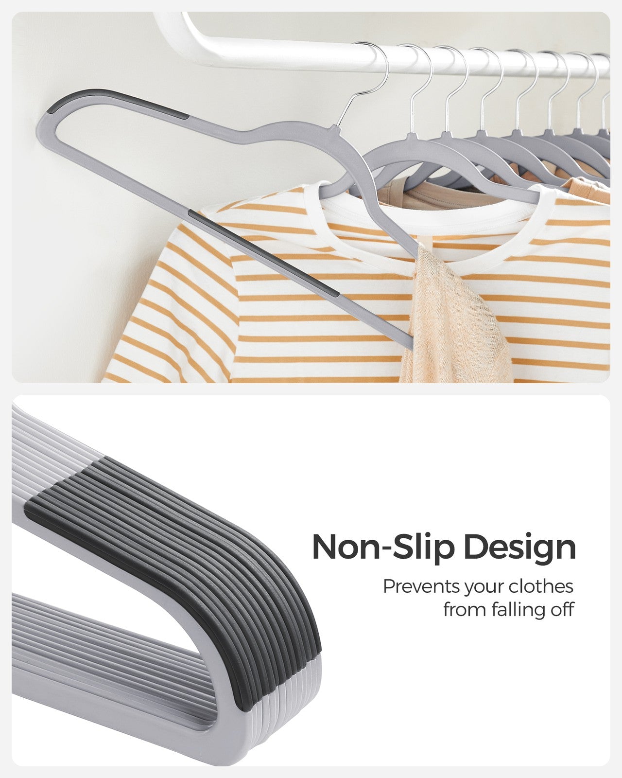 50-Pack Non-Slip Plastic Clothes Hangers — Light and Dark Grey