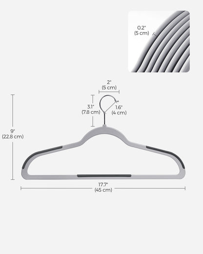 50-Pack Non-Slip Plastic Clothes Hangers — Light and Dark Grey
