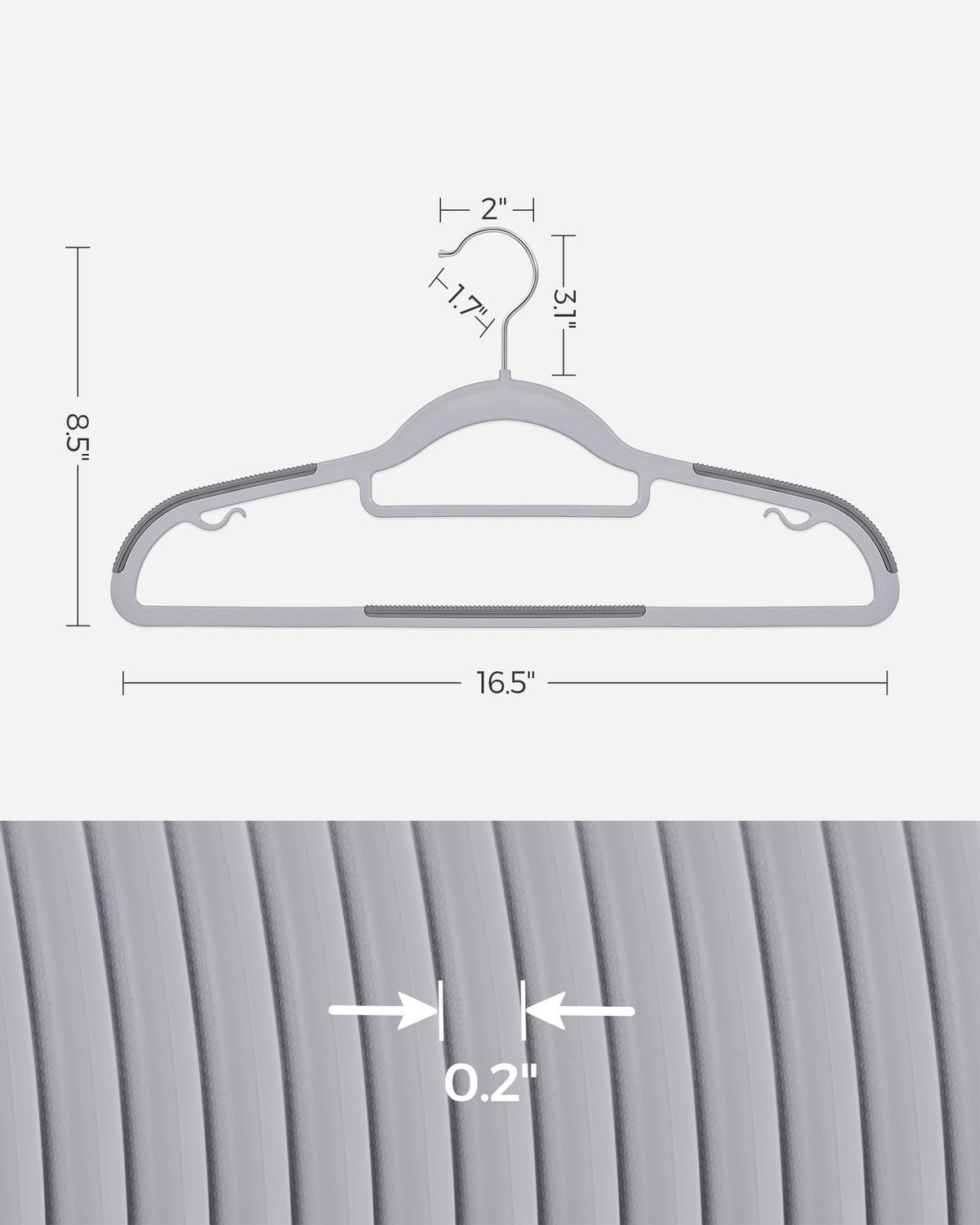 Pack of 50 Coat Hangers, Heavy Duty Plastic Hangers with Non-Slip Design, Space-Saving Clothes Hangers