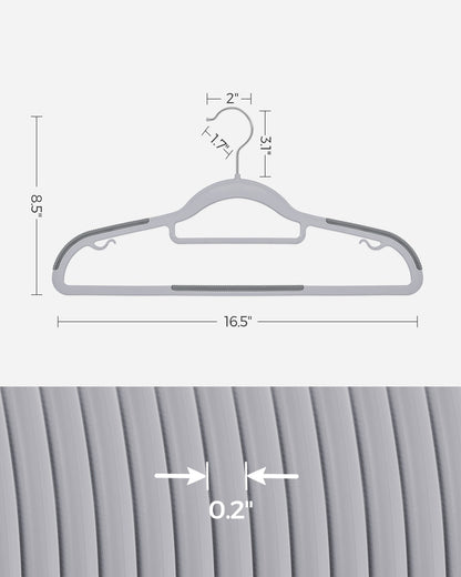 Pack of 50 Coat Hangers, Heavy Duty Plastic Hangers with Non-Slip Design, Space-Saving Clothes Hangers