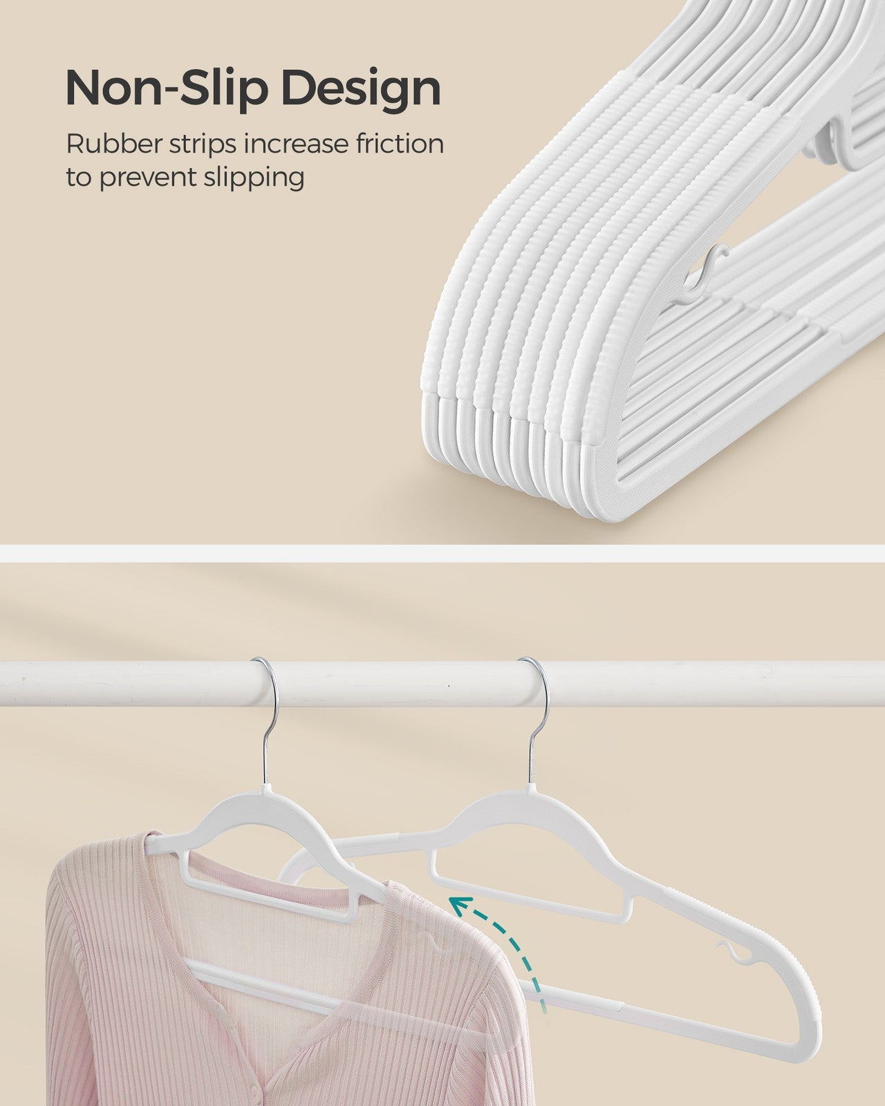 Pack of 50 Heavy-Duty Plastic Hangers with Non-Slip Design - image 2