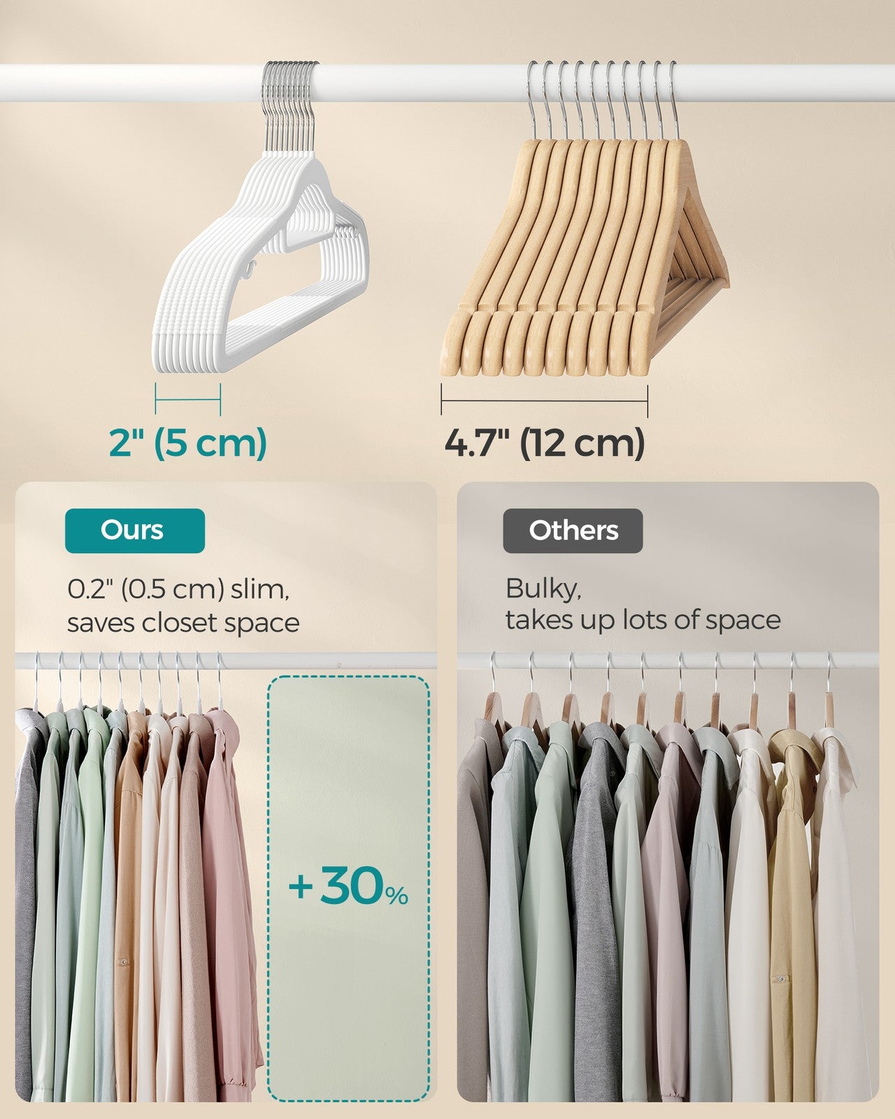 Pack of 50 Heavy-Duty Plastic Hangers with Non-Slip Design - image 3