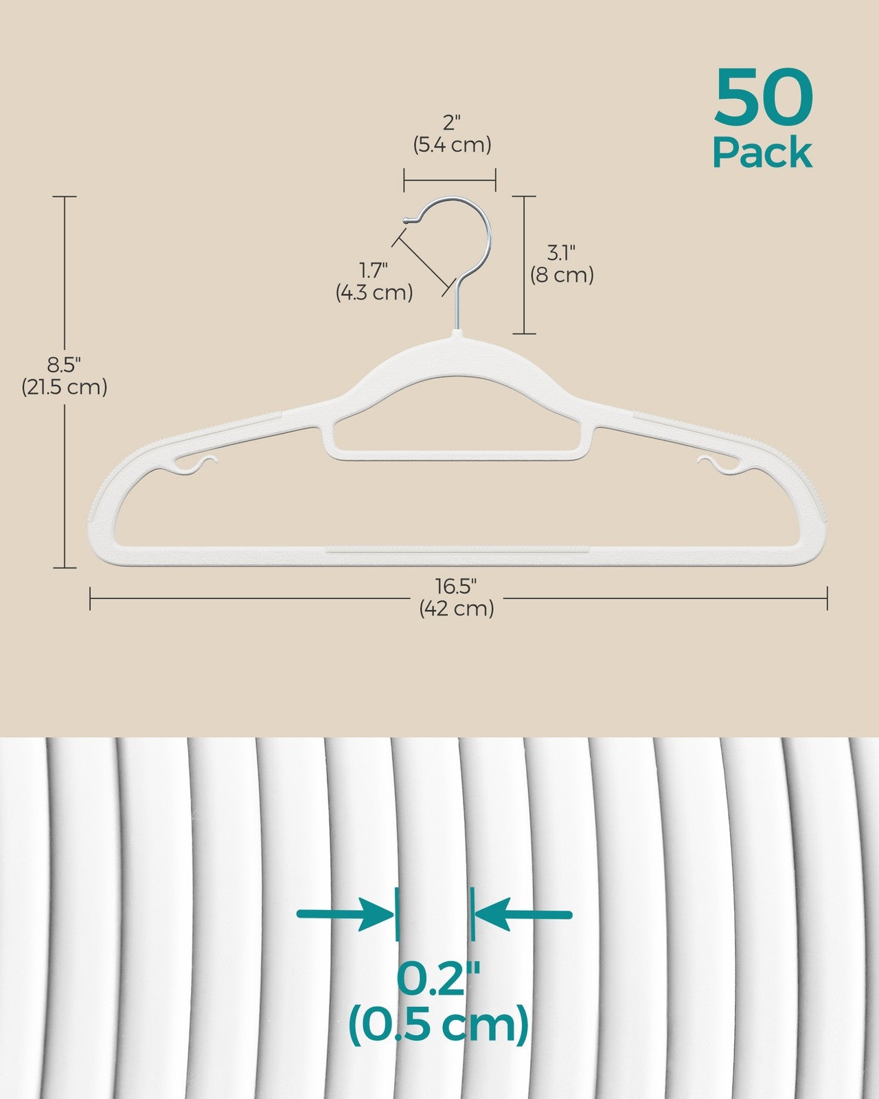 Pack of 50 Heavy-Duty Plastic Hangers with Non-Slip Design - image 5