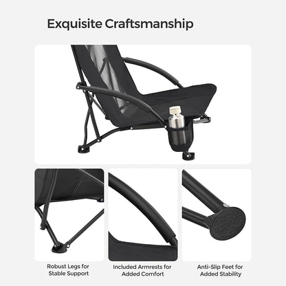 Set of 2 Portable Beach Chairs for Adults - HWLEXTRA 