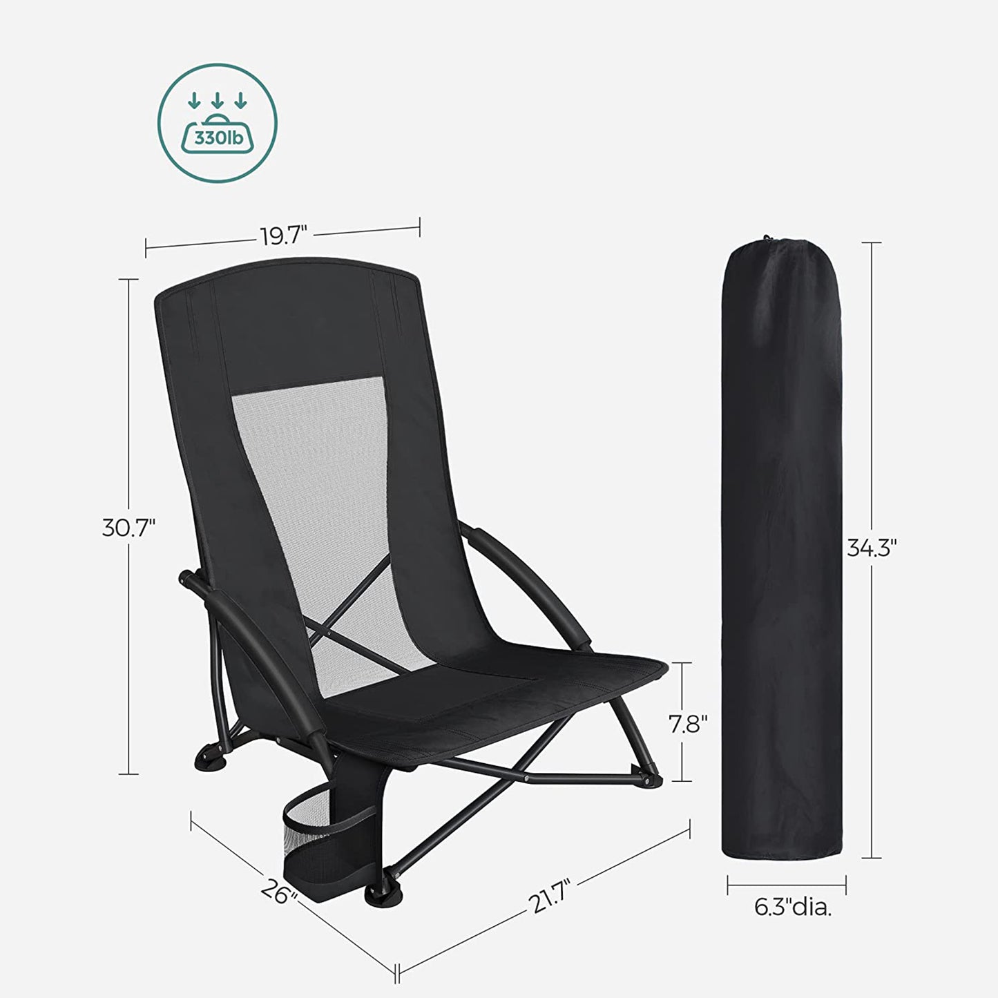 Set of 2 Portable Beach Chairs for Adults - HWLEXTRA 
