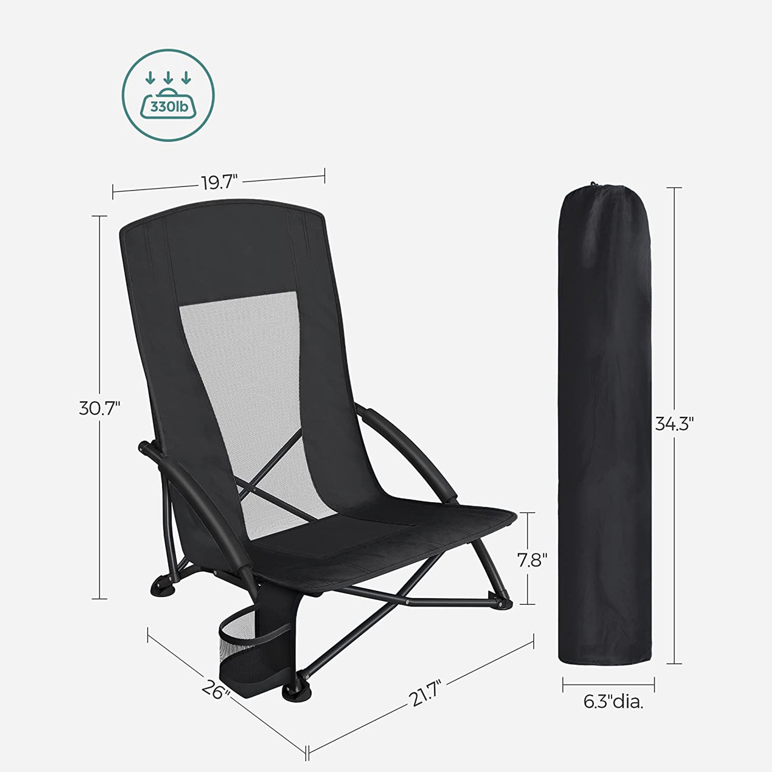 Set of 2 Portable Beach Chairs for Adults - HWLEXTRA 