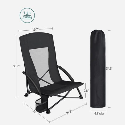 Set of 2 Portable Beach Chairs for Adults - HWLEXTRA 