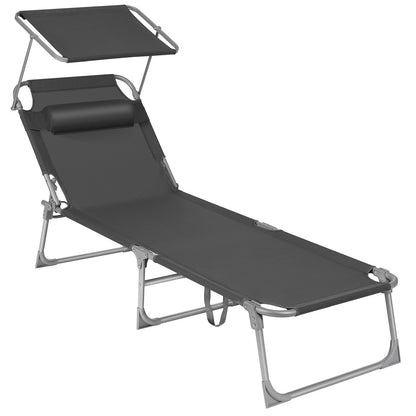 Sun Lounger with Sunshade Headrest Adjustable Backrest
